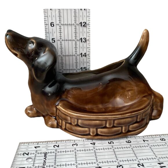 Whimsical Dachshund Planter & Trinket Dish Retro Dog Décor Dog Lover Gift - Picture 3 of 9